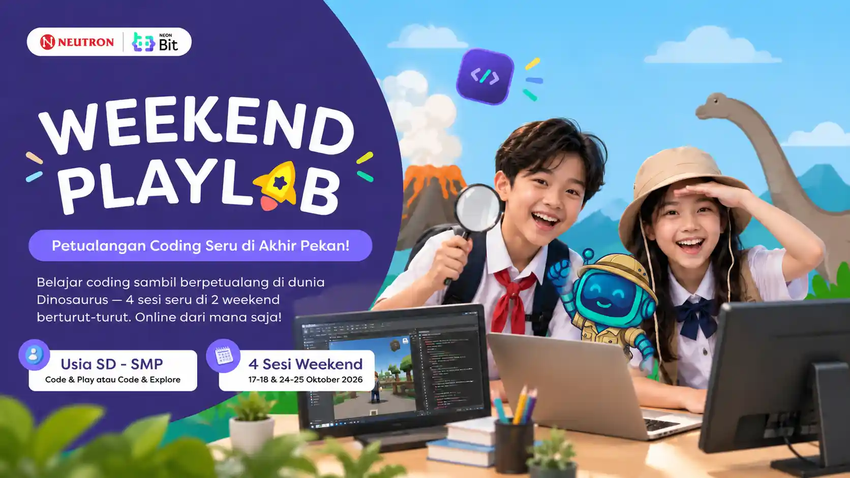 Weekend PlayLab Neon Bit, Kelas Coding Anak Online untuk Kegiatan Weekend Anak